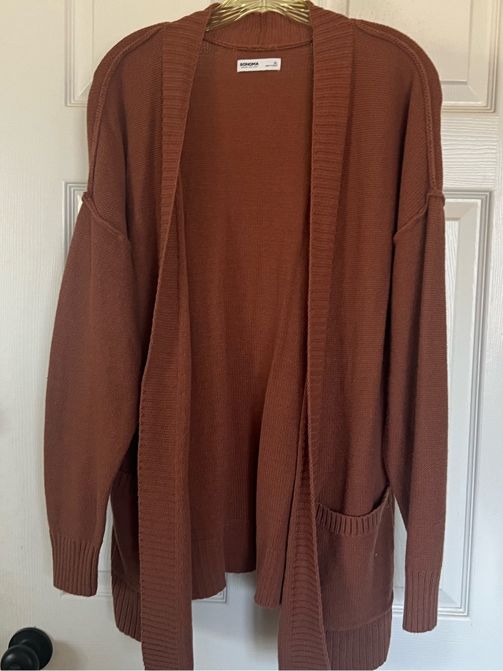Sonoma Rust Brown Open-Front Longer Cardigan Sweater XL